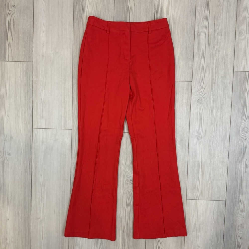 Rachel Zoe‎ Women's Medium Red Pleated Full Length Trouser Pants Flare Stretch